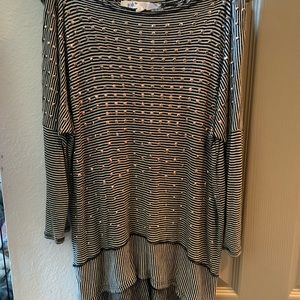 Pin striped bedazzled top